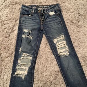 American Eagle ripped high rise skinny jeans